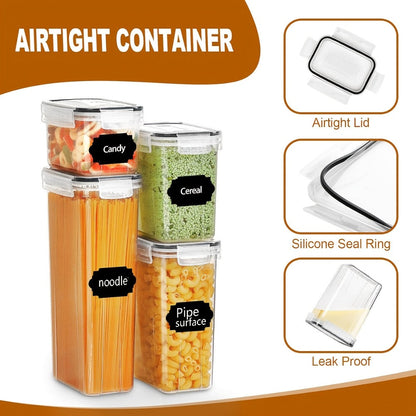 Airtight Food Storage Containers with Lids BPA Free Plastic Kitchen Pantry Organizer Set for Rice Cereal Pasta Flour Sugar Spaghetti - 6 14 18 30 48 60 84pcs Flip Top Seal Canister Set