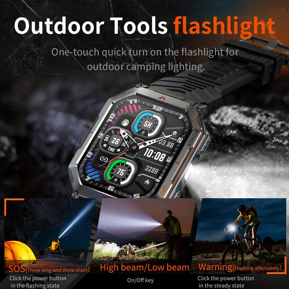 GPS Outdoor Smartwatch All-Metal Body, IPX8 Waterproof, Built-in GPS, Altimeter Barometer & Compass, LED Flashlight, Bluetooth Calling & Message Alerts, Silicone or Steel Strap – Rugged Adventure Watch for Men