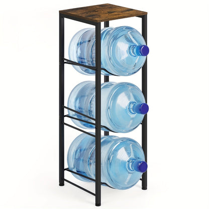 Water Jug Storage Organizer 3-Tier Black Rack for 5-Gallon Bottles in Kitchen, Office or Living Room