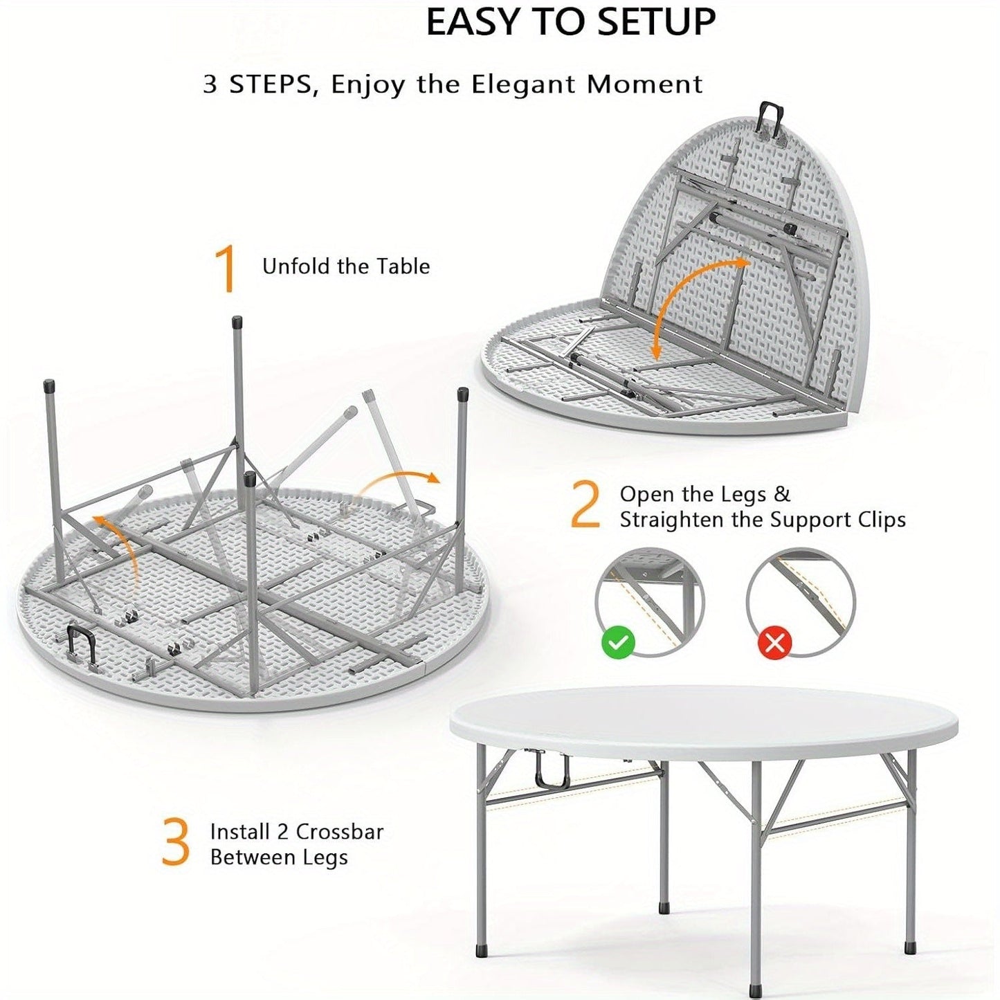 Round Bi-Fold Table in 4-Foot or 5-Foot Diameter with One-, Two- or Four-Table Pack Options