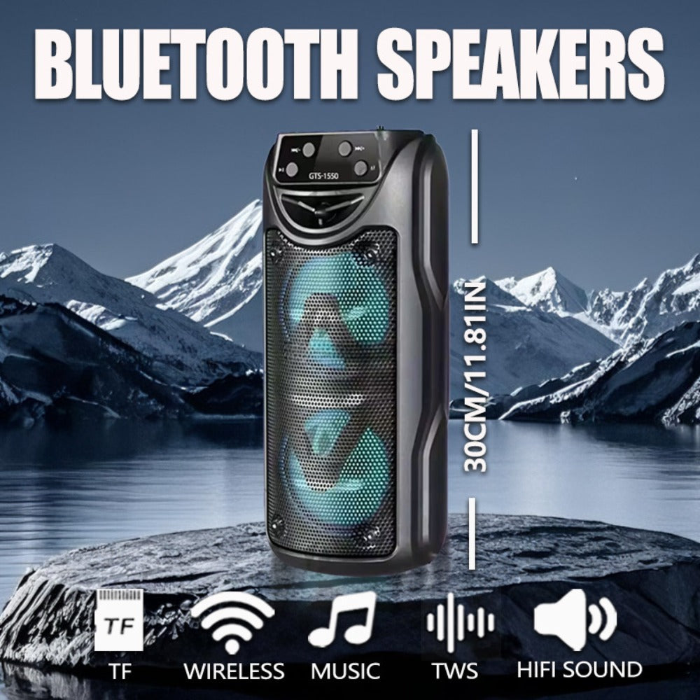 10 Inch Portable Bluetooth Speaker with RGB LED Lights & FM Radio - Heavy Bass Dual Drivers, USB Charging, Outdoor Camping Speaker, Holiday Gift for Family Friends