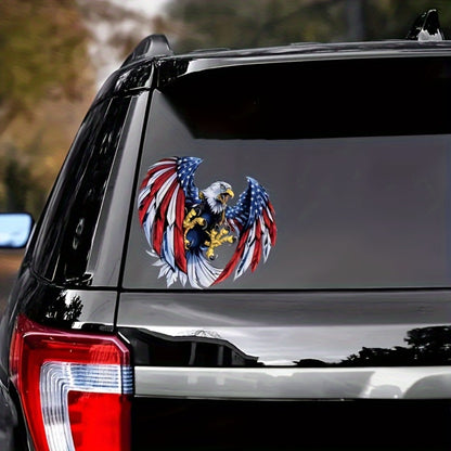 American Flag Eagle Vinyl Decal Stickers - 4-Pack Glossy Patriotic Eagle Stickers, Self-Adhesive Irregular Shape for Car Window, Truck Bumper, Wood, Glass, Metal & Ceramic Surfaces