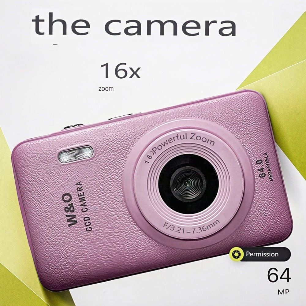Digital Camera W810 with 64MP Capture Marking, 1080P Video, 16X Digital Zoom, 2.4-Inch Screen and 32GB Card