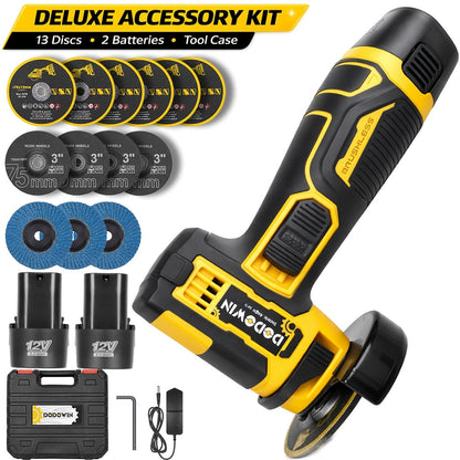 Power Tools DODOWIN 12V Mini Cordless Angle Grinder with 19,500 and 5,000 RPM Modes and Battery Options