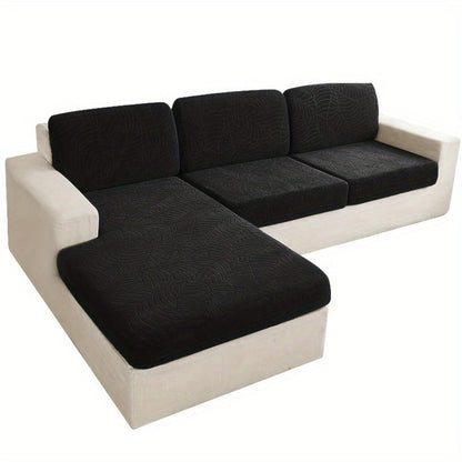 Sofa Cover Set, Six-Piece Leaf Jacquard Stretch Slipcover with Elastic-Band Edges in Eight Colors