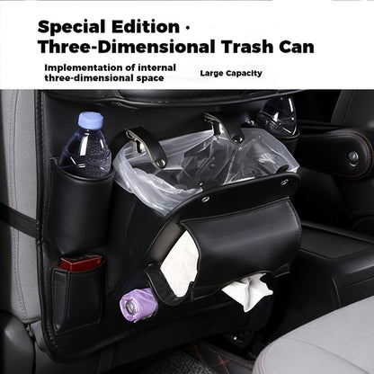 One-Piece Seatback Car Organizer with Fold-Down Tray, Cup Recesses, Mesh Pockets and Four Colors