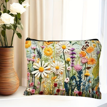 Makeup Bag – Daisy Floral Makeup Bag 4-Pack Set Foldable Zipper Travel Cosmetic Pouch Durable Toiletry Organizer Gift for Women Girls…