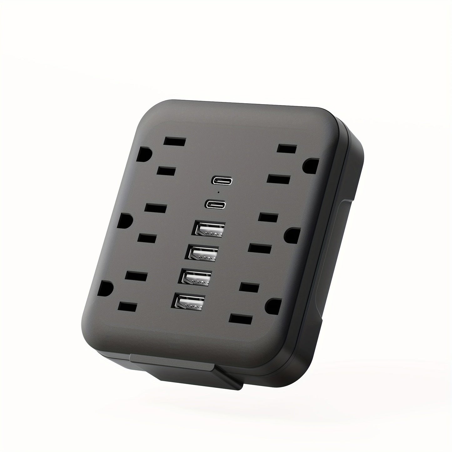 Power Strip Bedside Wall Extender 12-in-1 with 6 AC Outlets, 4 USB-A, 2 USB-C and Cord-Free Plug-In Design