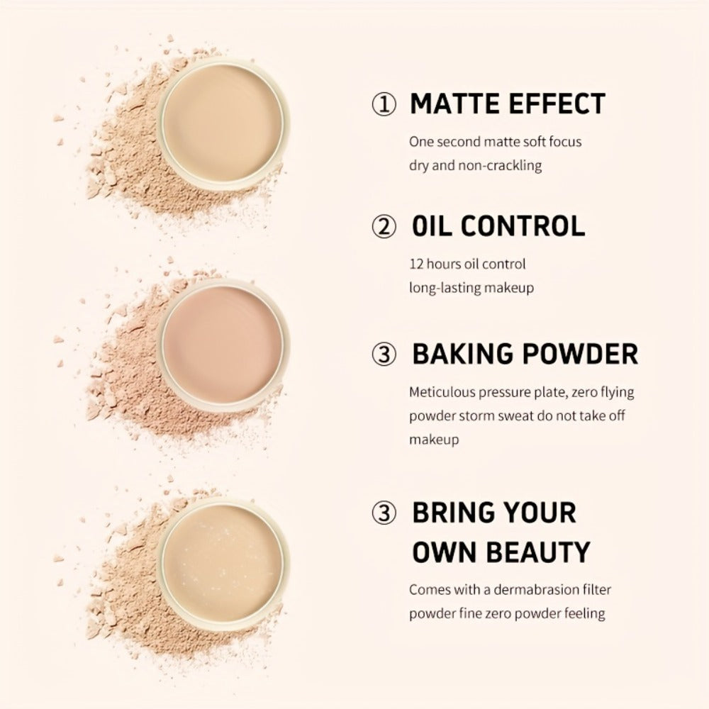 Oil Control Setting Powder Kit with Concealer Puff & Brush — Wet & Dry Dual Formula, Water-Resistant extended-wear Matte Finish Face