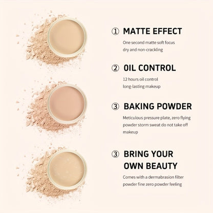 Oil Control Setting Powder Kit with Concealer Puff & Brush — Wet & Dry Dual Formula, Water-Resistant extended-wear Matte Finish Face