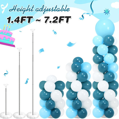 Balloon Column Stand Set of 2 with Pump – Adjustable 1.57–7 ft Telescopic Party Decoration Stand for Weddings, Birthdays & Graduations