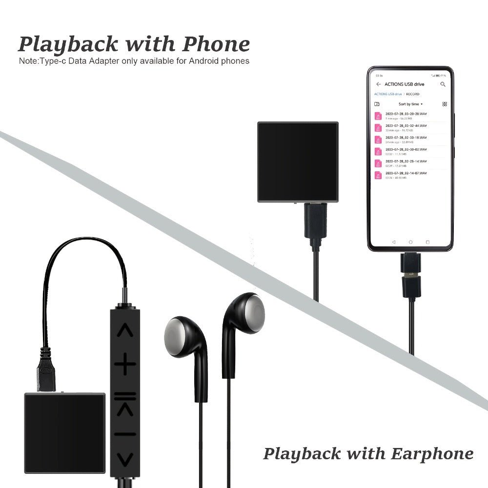 Voice Activated Recorder with AI Noise Reduction, 3072Kbps HD Audio Quality, 64GB Storage Up to 4000 Hours