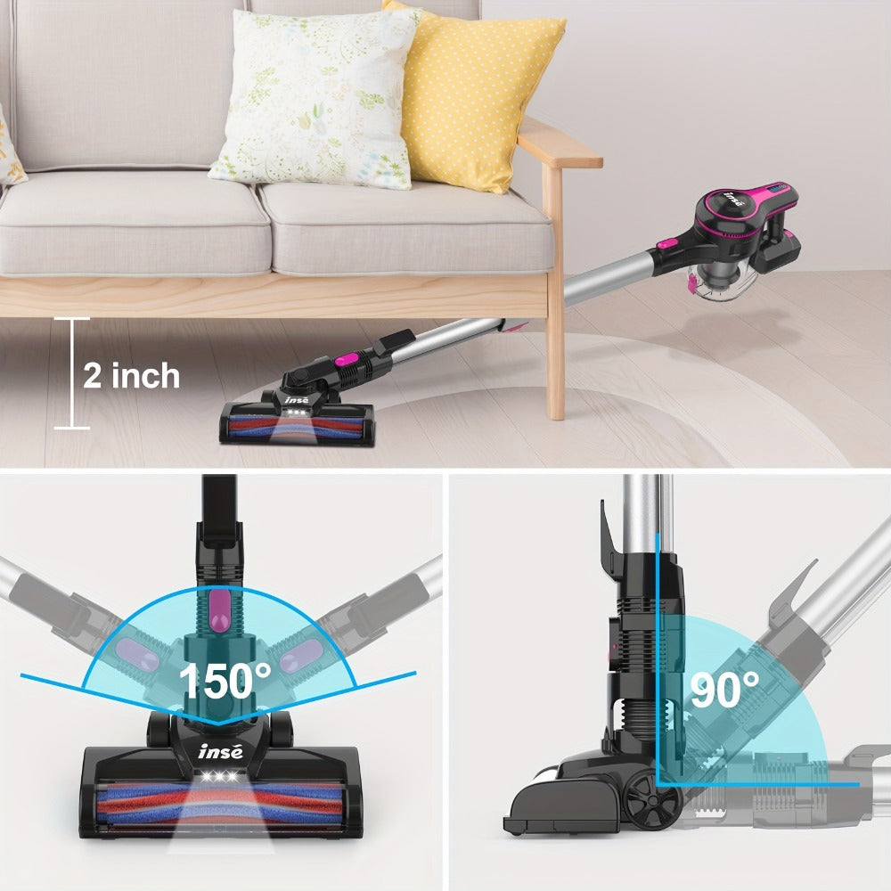 Stick and Handheld Vacuum Cleaner with LED Floor Head, Six Cordless Colors or Black Wired Model