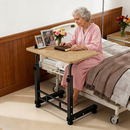 Adjustable Overbed Table with Rolling Frame and Eight Color Checkout Options from Retro to Deep Glacier
