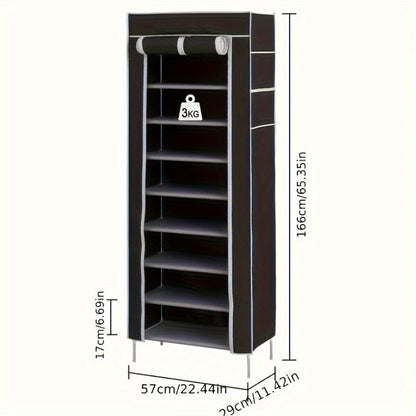 10-Layer Shoe Rack with Dust Cover – Non-Woven Portable Shoe Cabinet Organizer for Entryway, Bedroom & Dormitory Storage