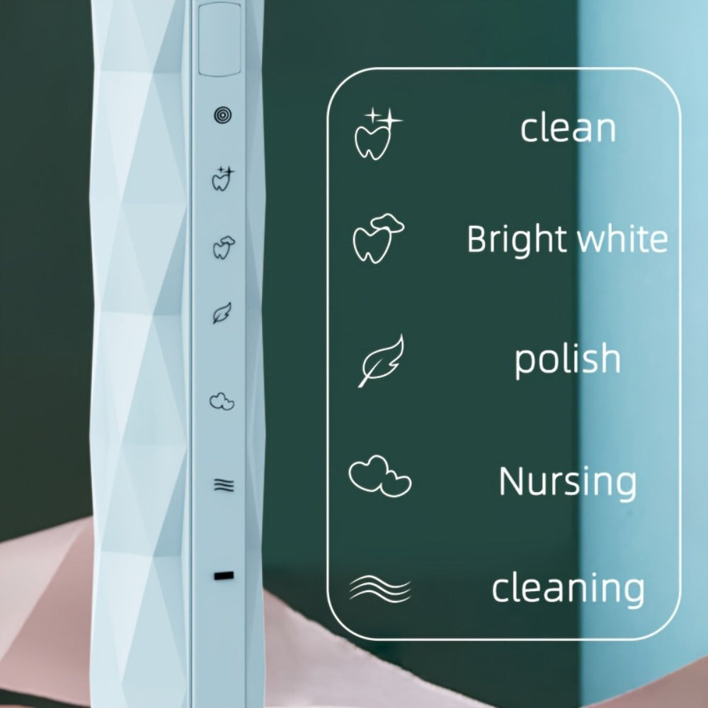 Electric Toothbrush with IPX8 Rating, Five Brush Heads, Metal Handle, USB Charging and Two-Minute Timer