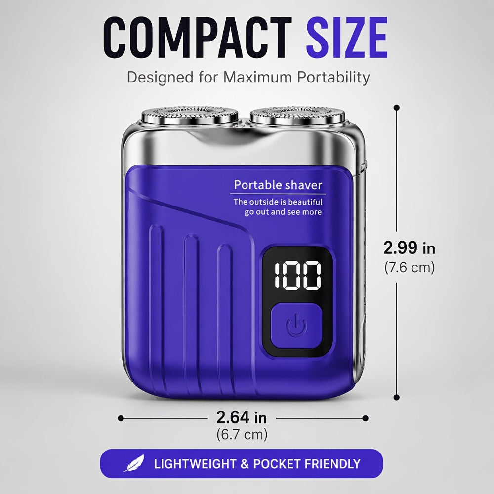 Electric Shaver Mini Dual-Head Rotary Razor with USB Charging, One-Button Control and Eleven Style Options