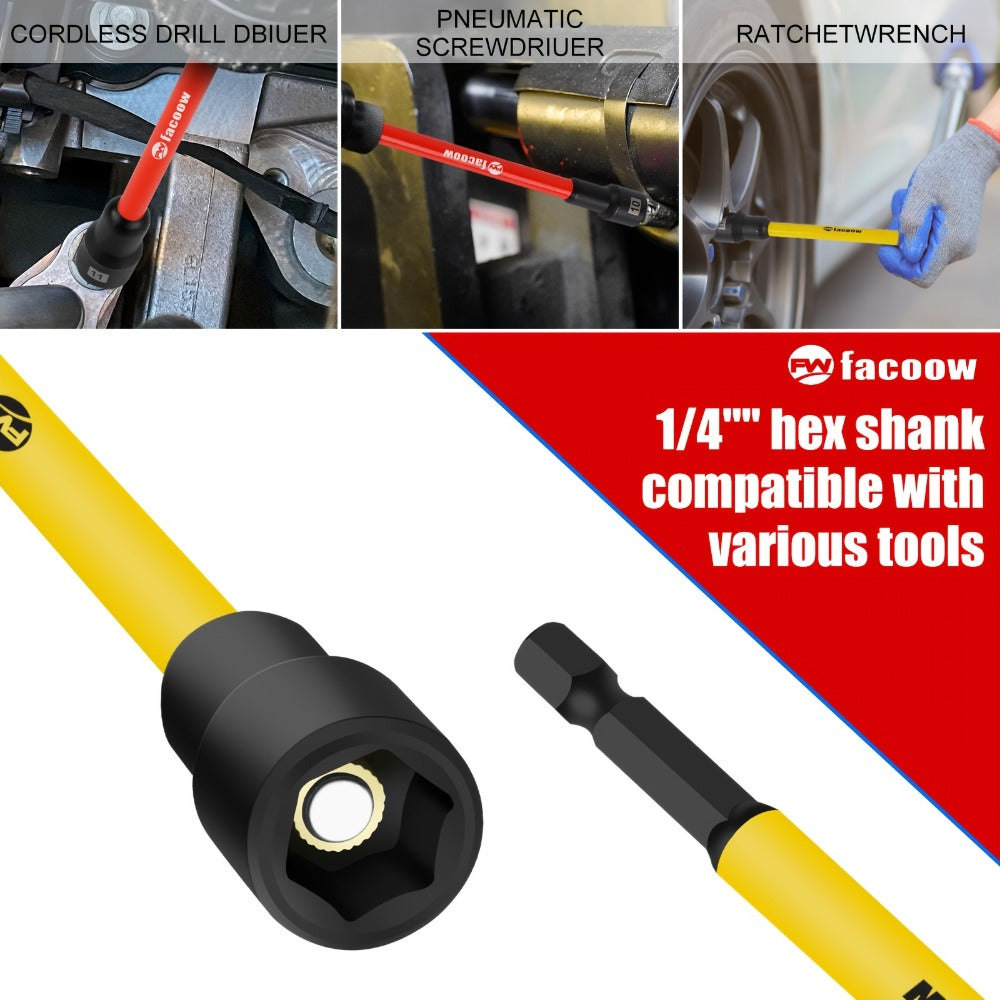 Nineteen-Piece Magnetic SAE and Metric Nut Driver Set with Six-Inch Hex Shanks and Storage Case