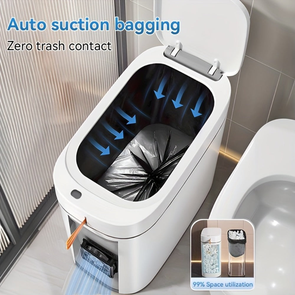 Sensor Trash Can Self-Emptying 3.8 Gallon with Drawstring Bags - Hands Free Infrared Smart for Home Cooking, Dining and Outdoor Meals