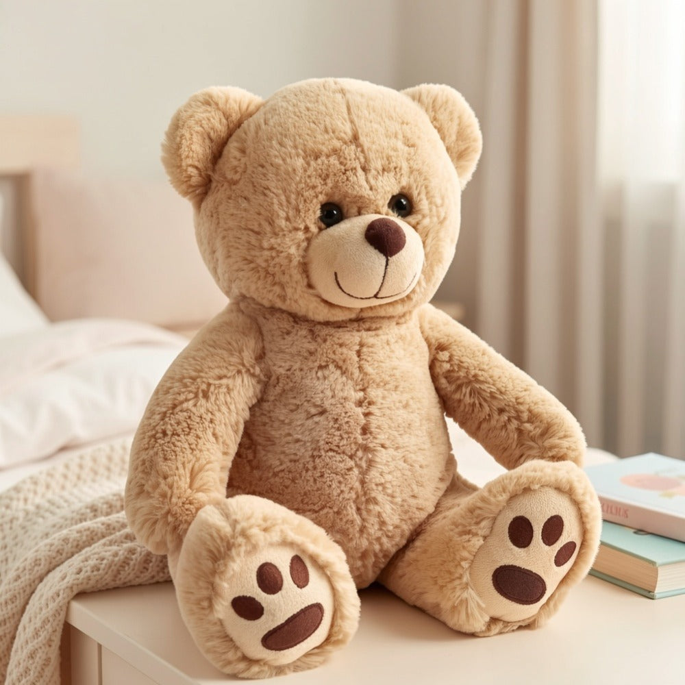 Plush Toy – Soft Brown Teddy Bear in 10-Inch or 12-Inch Sizes with Classic Paw-Pad Details
