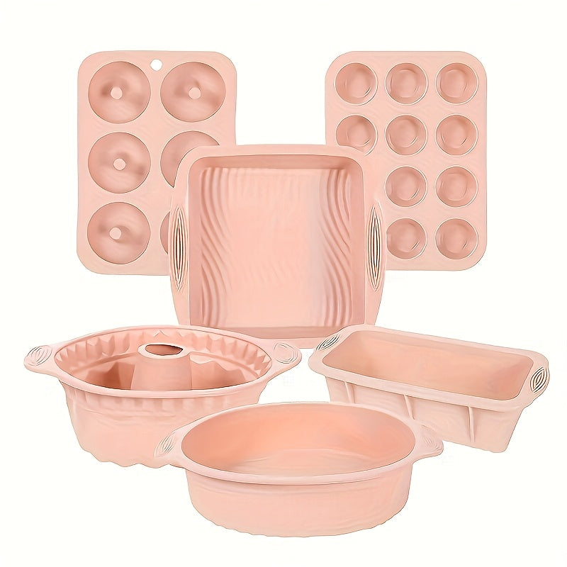Silicone Baking Pan Set 6-Piece, Nonstick Silicone Cake Molds, Muffin Pan & Donut Baking Pan