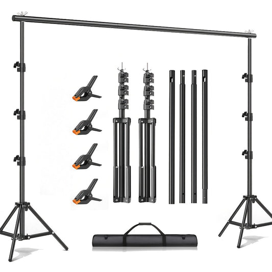 Multi-Size Adjustable Backdrop Stand Kit 10x10ft & 6.5x6.5ft – Heavy Duty Sturdy Background Support System for Photo Studio, Wedding, Party & Event Photography, Quick Setup Design