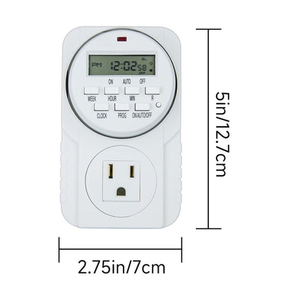 7-Day Heavy Duty Digital Programmable Timer with Dual Outlet - 24 Hour Indoor Electric Timer for Hydroponics, Lamp, Light, Fan, 120V 60Hz, Two Outlet Weekly Scheduling Timer Switch