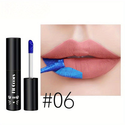 Lip Gloss Set by Fit Colors with 3 Bold Blue Matte Lip Colors and Two Retained Set Options