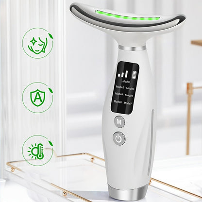 Face Neck Massager Rechargeable Beauty Device - 7 Massage Modes Electric Facial Lifting Tool for Women - Anti-Aging Skin Tightening Neck Firming Massager Gift for Mom