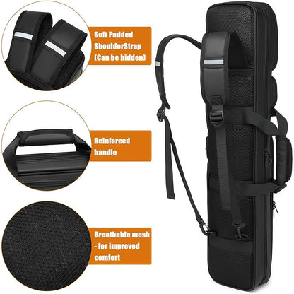 Black Billiard Cue Carrying Case with Backpack Straps, Top Handle and Front Accessory Pockets
