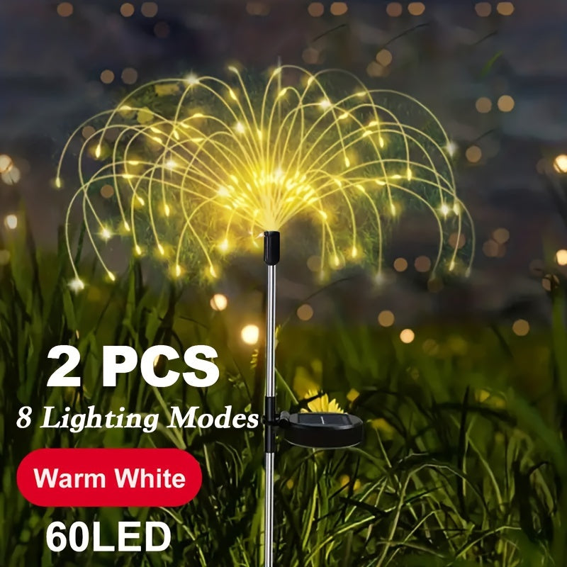 Solar Fireworks Lights Outdoor – 60 to 420 LED Solar Garden Fairy Lights with 8 Modes, Waterproof Copper Wire Sparkler Lights for Garden, Patio, Yard, Pathway & Holiday Decoration