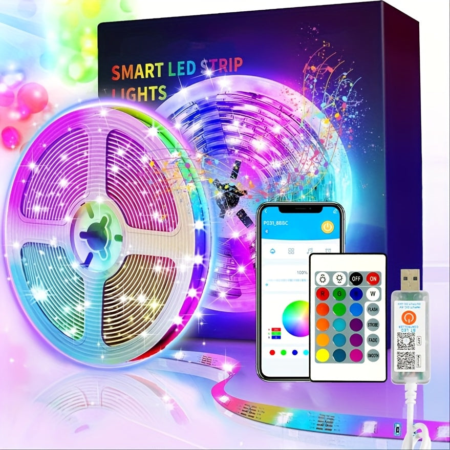 IR Remote LED Strip Lights with Music Sync & DIY Mode - RGB Color Changing Gradient Breathing Flashing for a Home Lash Beauty Routine