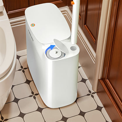 Disposable Toilet Brush with Trash Can 3-in-1 Set Replaceable Brush Heads Space-Saving Bathroom Cleaner with Lid Odor-Proof Waste Bin for Bathroom RV Small Toilet