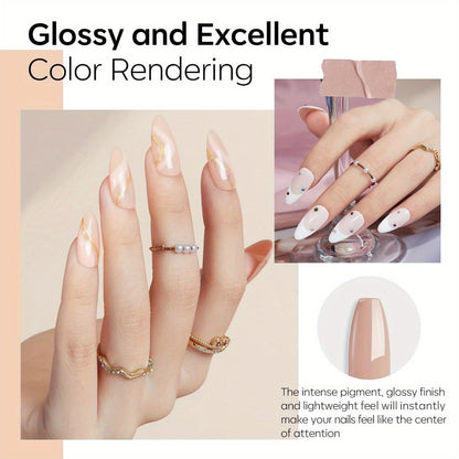 Dip Powder Nail Kit with NOCIS Label, Four Nude and Gold Glitter Powders, Three 10ml Liquids and Four Tools