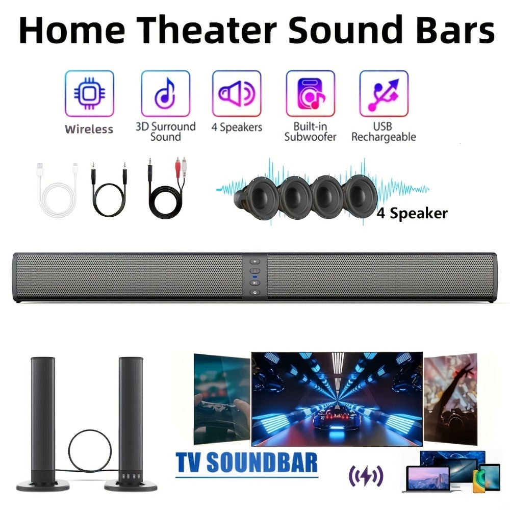 Sound Bar with 4 Subwoofers 20W Hi-Fi Wireless Surround Sound System Bluetooth 5.0 TWS Wall for an Everyday Personal Care Routine