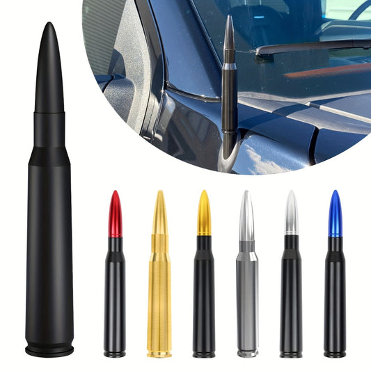Short Car Antenna 5.3 Inch – Carbon Steel Universal Fit AM FM Signal Booster Stub Antenna Replacement for Cars Trucks SUVs, Black Nickel Gold