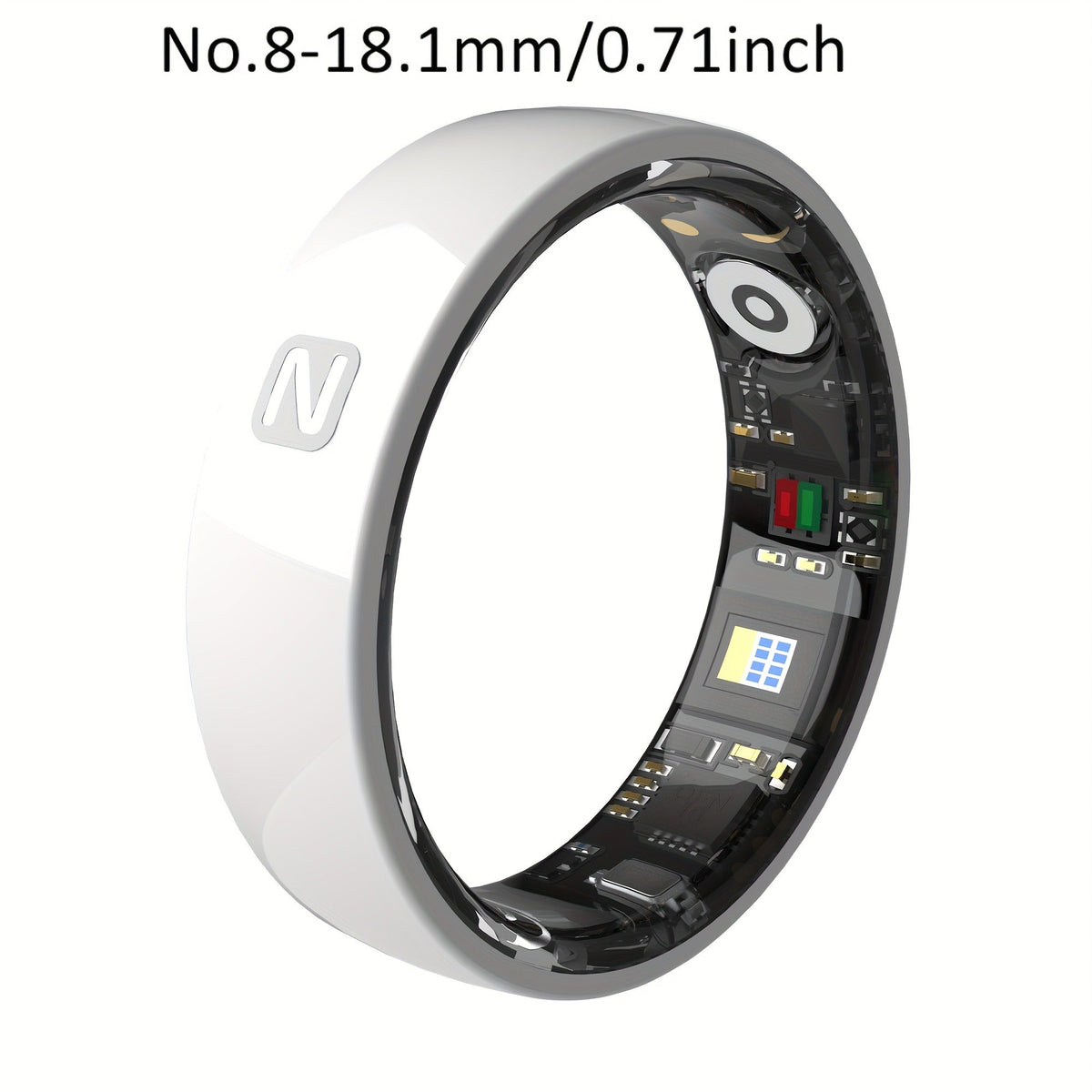 N-Style Smart Ring with Screenless Sensor Design, Charging Case, Black, Pink or White Finish and Sizes 7–13