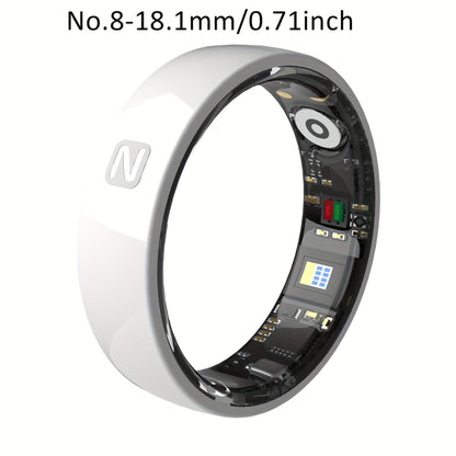 N-Style Smart Ring with Screenless Sensor Design, Charging Case, Black, Pink or White Finish and Sizes 7–13