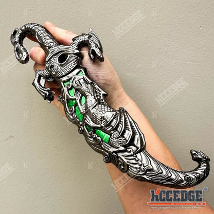 Medieval Fantasy Fixed Blade Knife with Scabbard – 9" Dragon Cosplay Collectible Dagger, 440 Stainless Steel, Historical Replica for Display & Medieval Fair Props