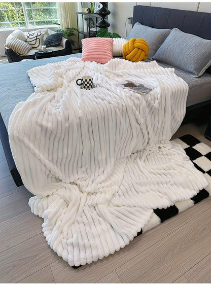 Channel-Textured Throw Blanket in Seven Colors and Four Displayed Size Options from 50 x 60 to 108 x 90 Inches