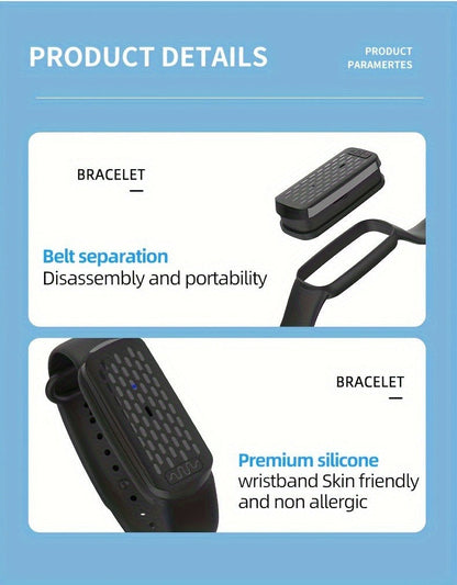 Mosquito Repellent Bracelet – Ultrasonic Soundwave Technology, USB Rechargeable, Waterproof Wristband for Camping Outdoor Hiking Travel, No Chemicals