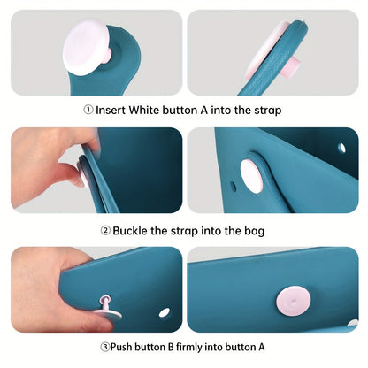 EVA Beach Bag for Women with Drainage Holes Waterproof Tote Bag Summer Outdoor Camping Shopping Travel Bag with Cute Decorations Multiple Colors S M L