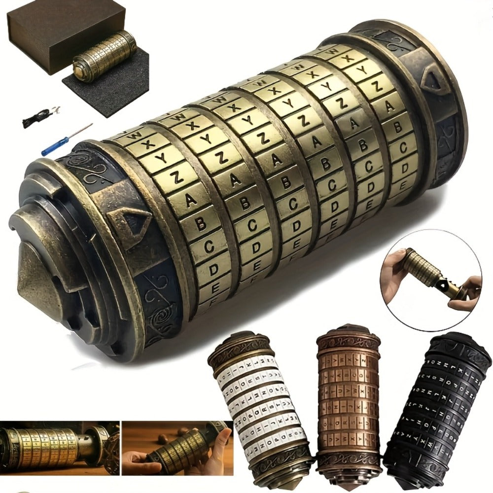 Brain Teaser Combination Lock Puzzle Gift Set – Retro Mini Lock Brain Game for Adults Teens, Romantic Valentine's Day Anniversary Wedding Birthday Escape Room Christmas Gift, Cyan Boxed Novelty Puzzle