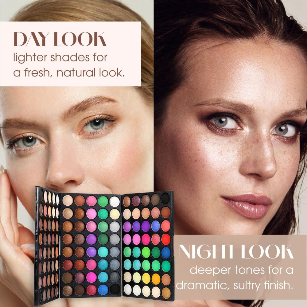 Eyeshadow Palette POPFEEL 120-Shade Folding Color Case with Matte-Shimmer Mix and Optional Six-Brush Bundle