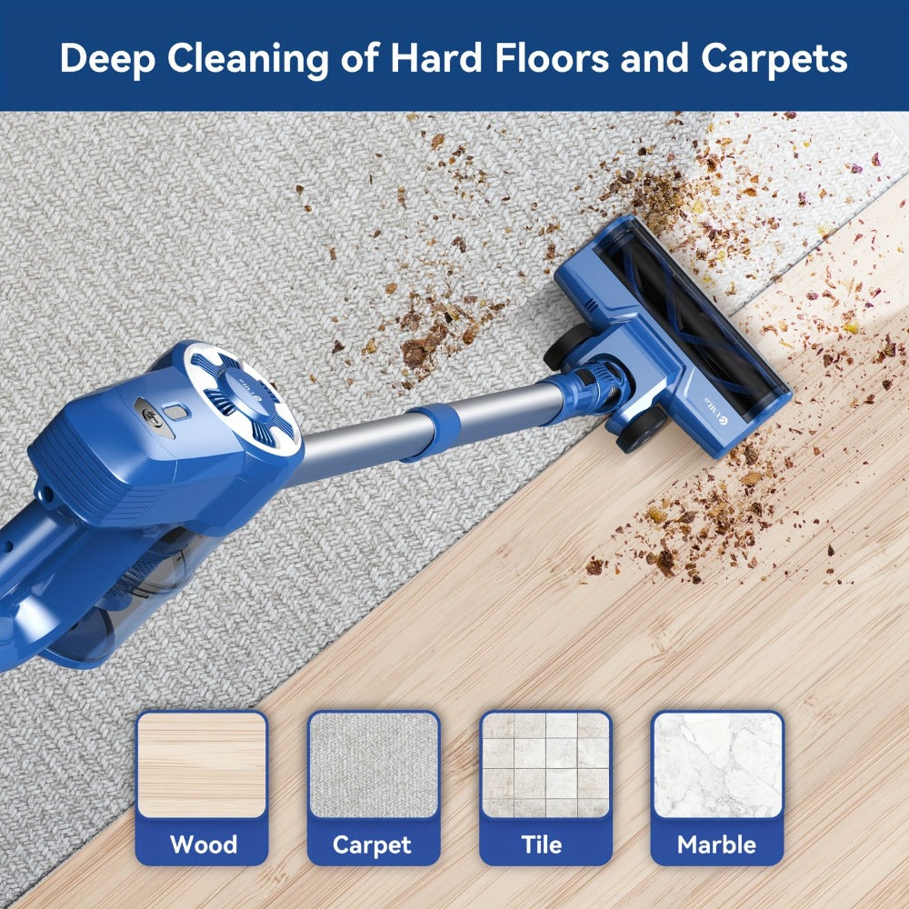 Stick and Handheld Vacuum Cleaner with LED Floor Head, Straight or 180-Degree Foldable Tube Options