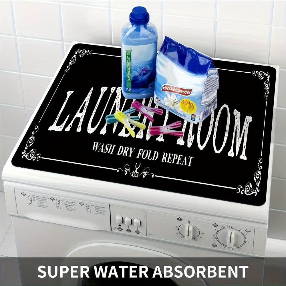 Kitchen Mat, 40x60cm Black Microfiber Dish-Drying and Laundry Counter Pad with Machine-Wash Care