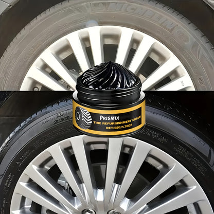 Tire Polishing Paste 2pcs with Sponge – Beeswax Formula Tire Shine & Retreading Paste, Rust Removal, Anti-Fouling, Lasting Black Gloss – No Tools Needed