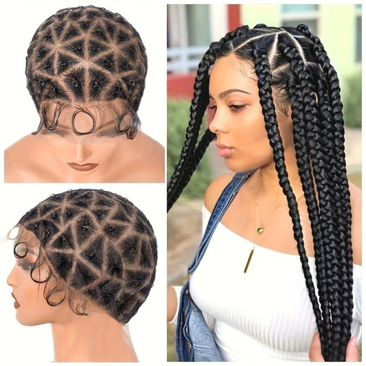 Braided Wig Cap Double Full Lace with Baby Hair Glueless Breathable Adjustable 22 Inch | 81-120 Sections Goddess Box Braid Faux Locs Passion Twist Crochet