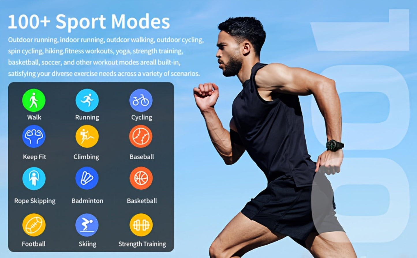 2-in-1 Smartwatch with Built-In Earphones 1.46 Inch IPS Touch Screen 100 Sport Modes Outdoor Fitness Tracker Heart Rate Blood Oxygen Sleep Monitor Weather Alarm Remote Control iPhone Android Compatible Extra Strap Included