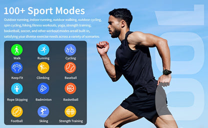 2-in-1 Smartwatch with Built-In Earphones 1.46 Inch IPS Touch Screen 100 Sport Modes Outdoor Fitness Tracker Heart Rate Blood Oxygen Sleep Monitor Weather Alarm Remote Control iPhone Android Compatible Extra Strap Included